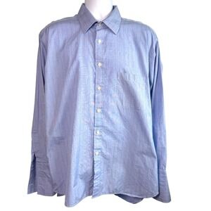Joseph Turner Graph Check French Cuff Pure Cotton Dress Shirt Size 17-35R